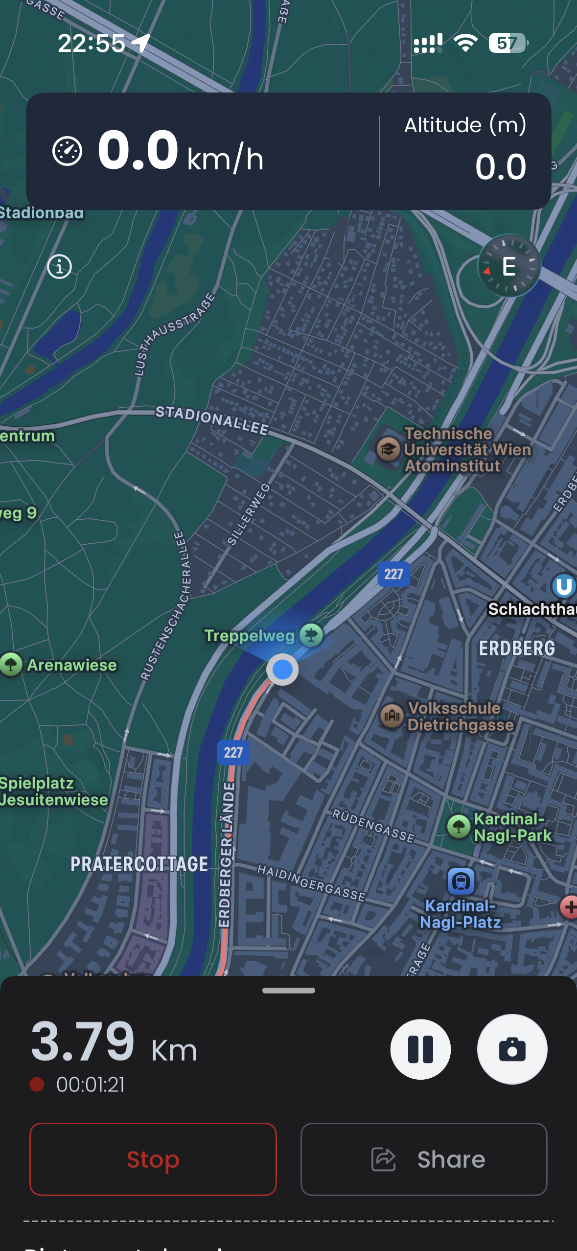 Live tracking screen